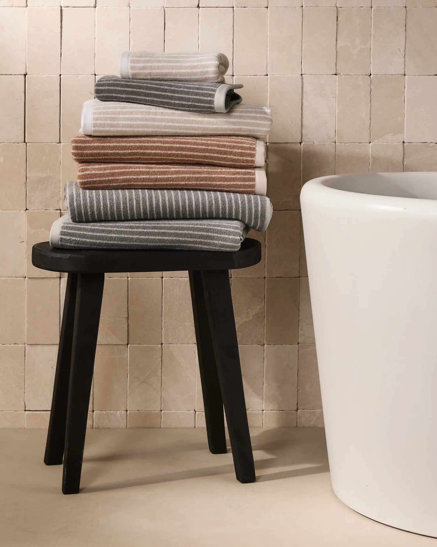 2+2 Pinstripe Bath Bundle -Adobe and Alabaster - Image 5
