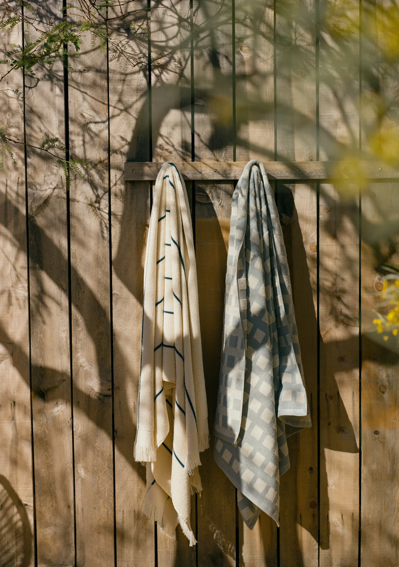 Capri Check Beach Towel (Sky with Natural) - Image 4