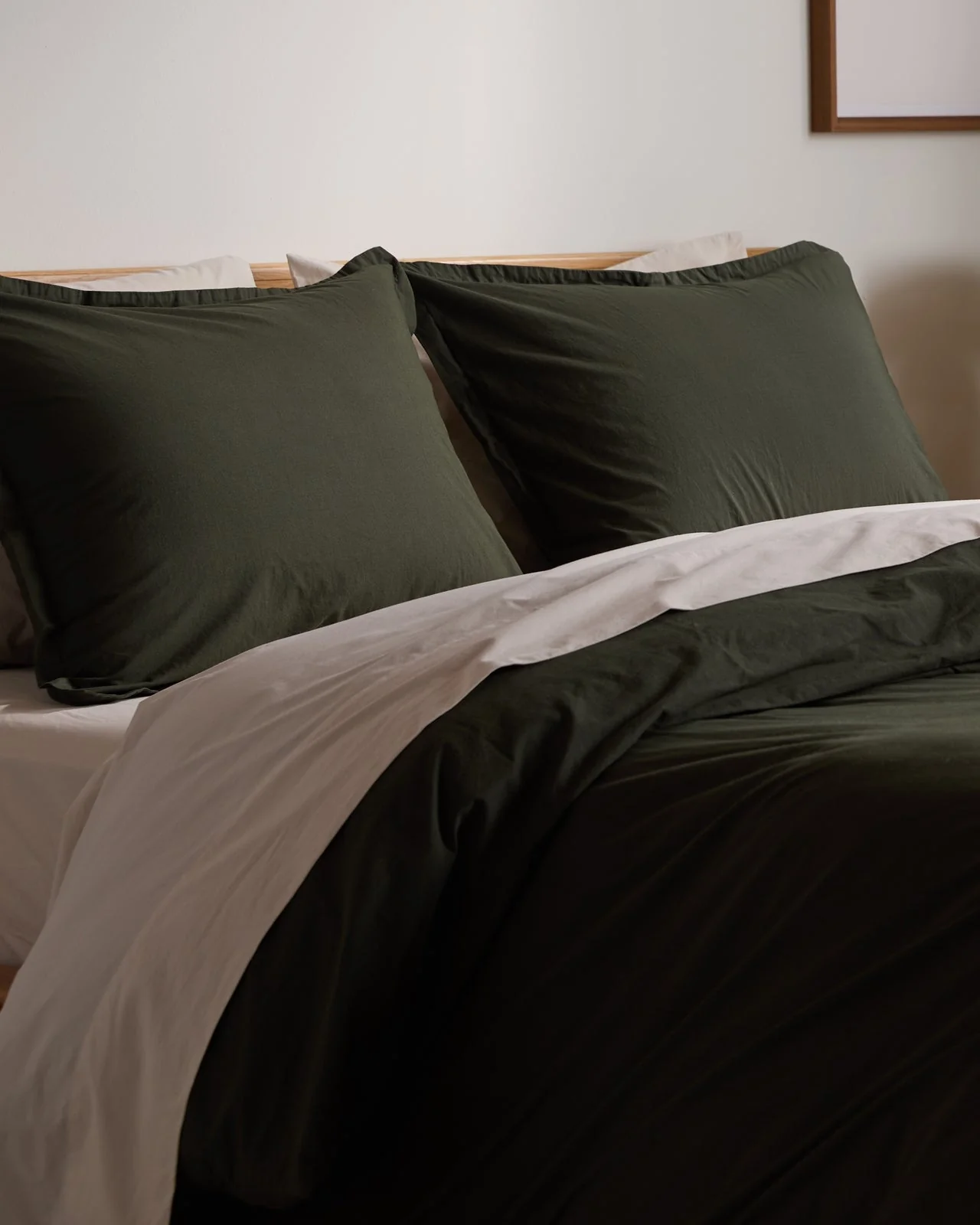 Brushed Cotton Duvet Cover Set - Evergreen K/CK - Image 5