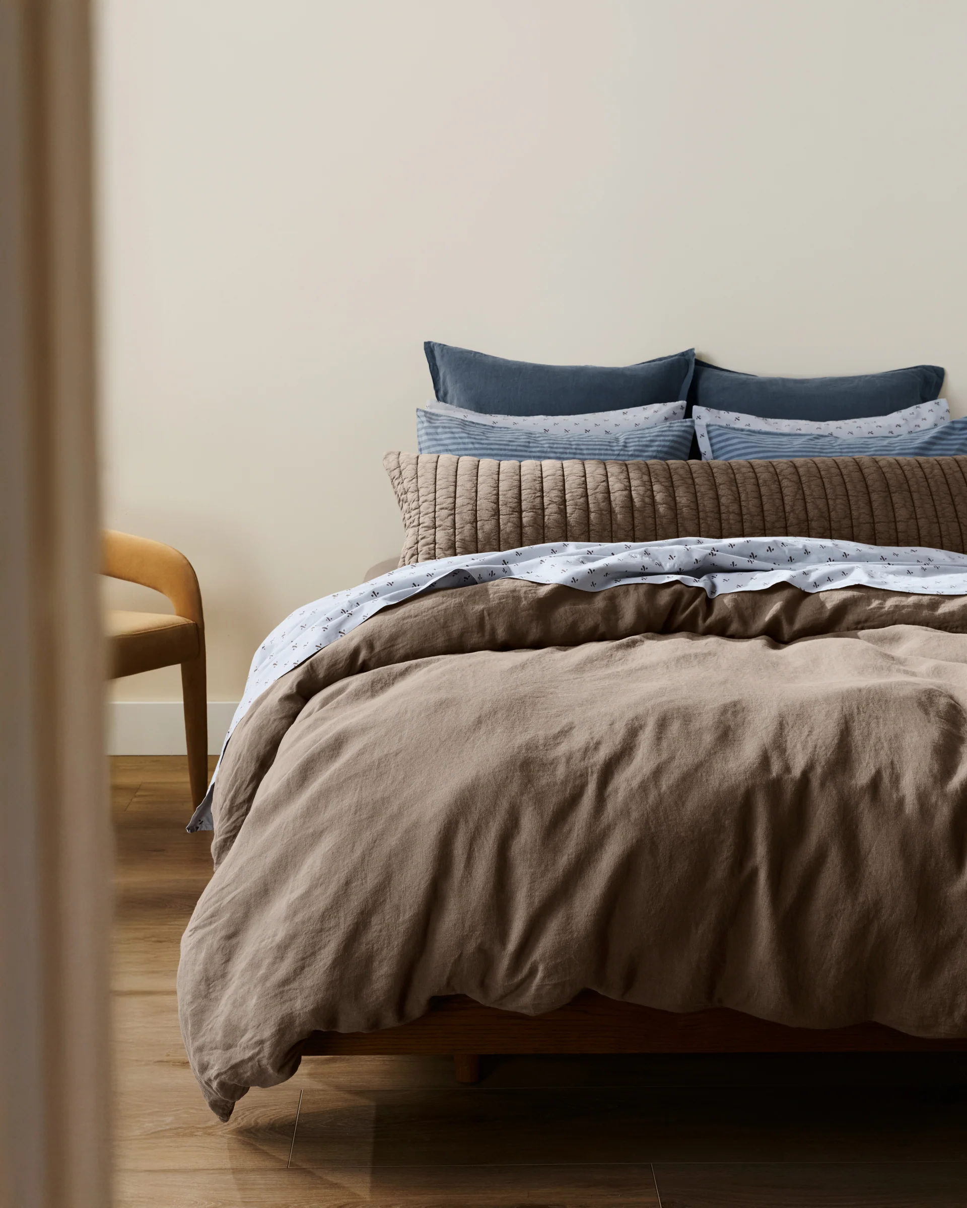 Garment Dyed Channel Body Pillow Cover (Warm Grey) - Image 2