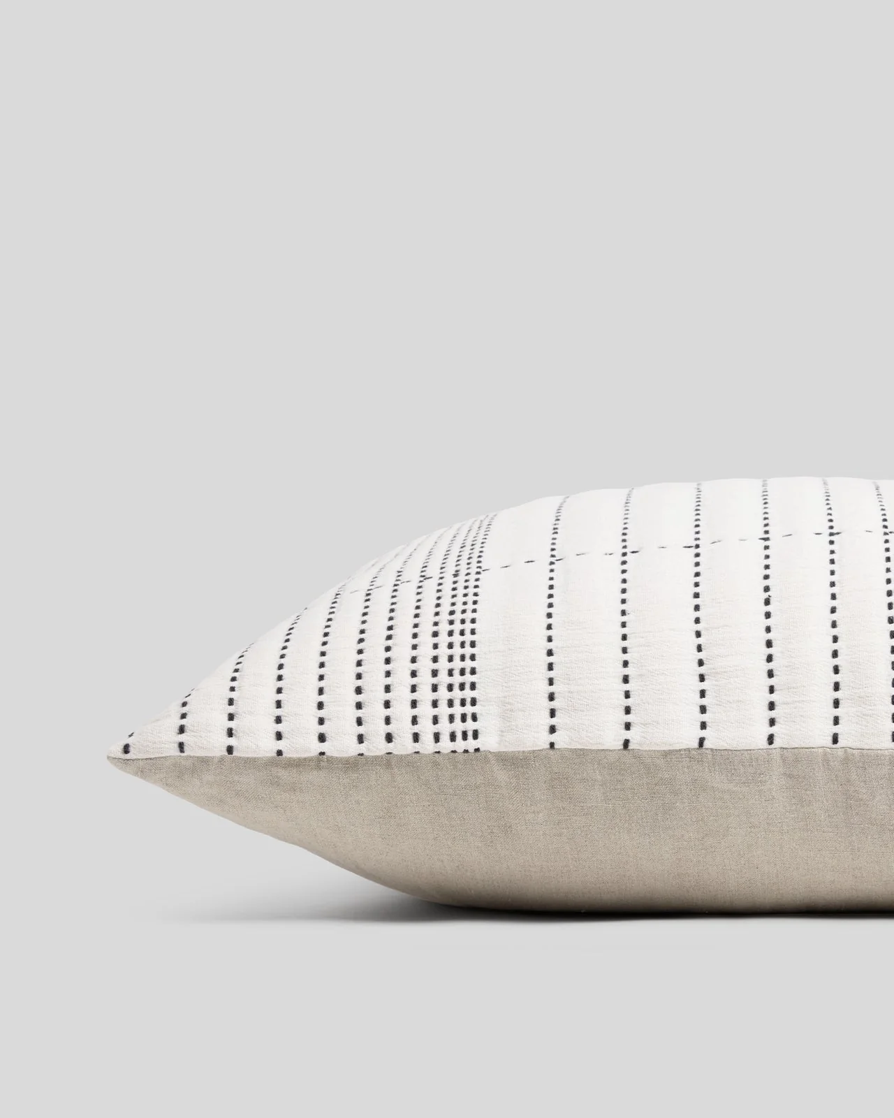 Hand Stitched Euro Pillow Cover (Ivory and Soft Black) - Image 2