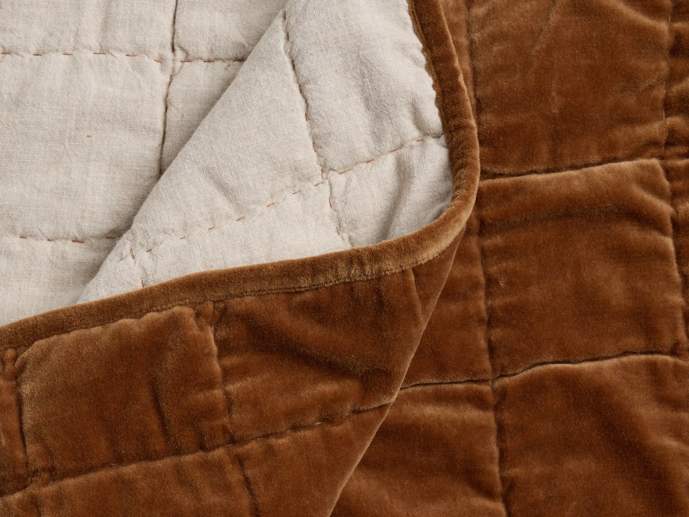 Hand Stitched Velvet Quilt (Tobacco) - Image 2