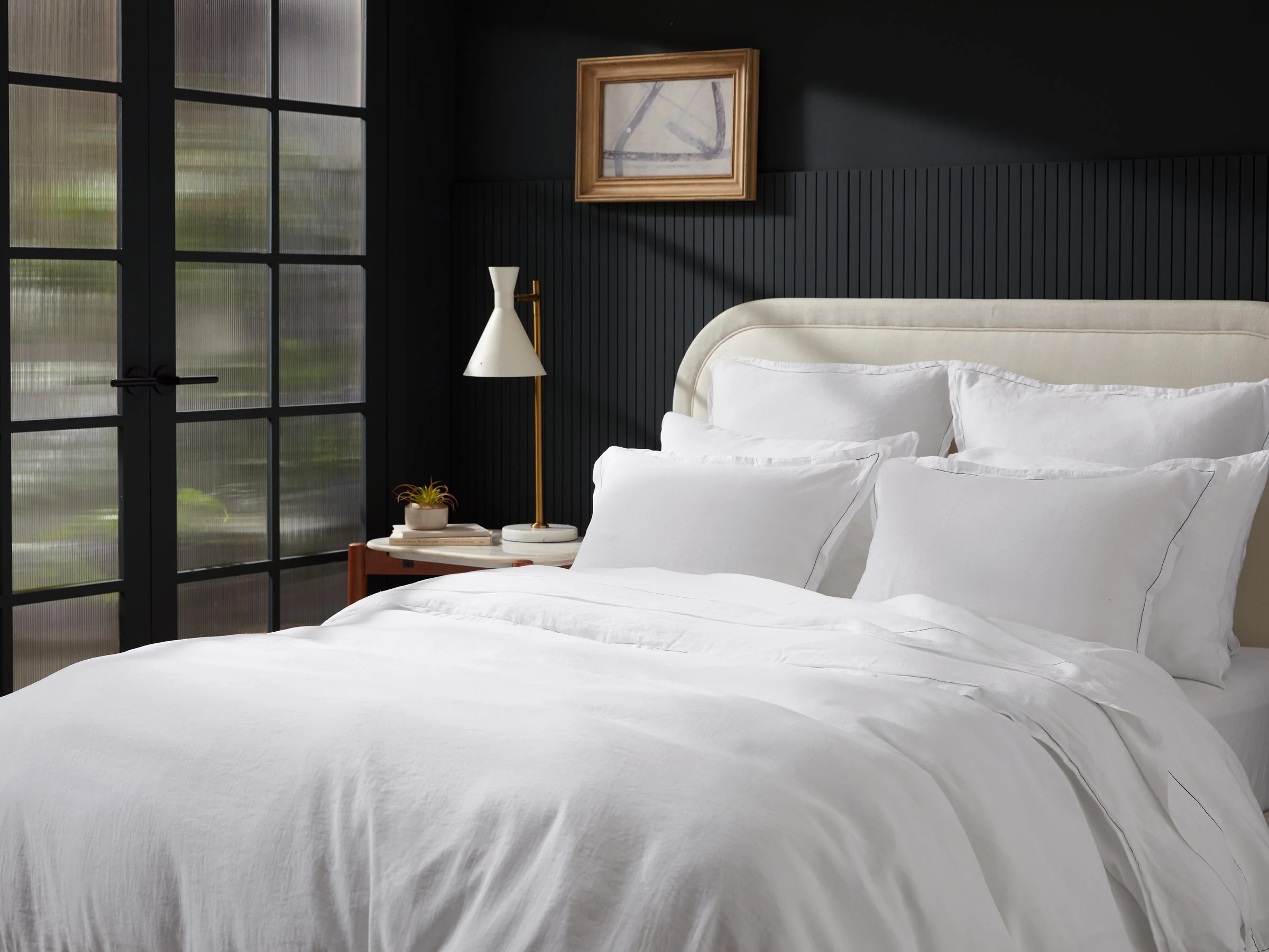 Linen Tencel Pillowcase Set - FINAL SALE (White with Black) - Image 2