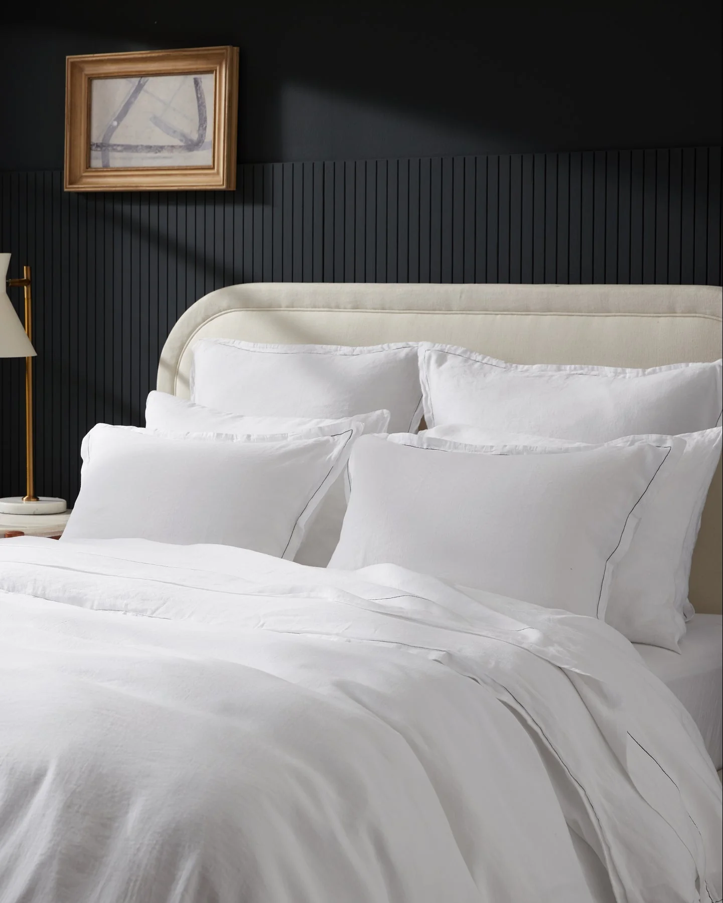 Linen Tencel Venice Set - White with Black K/CK - Image 2