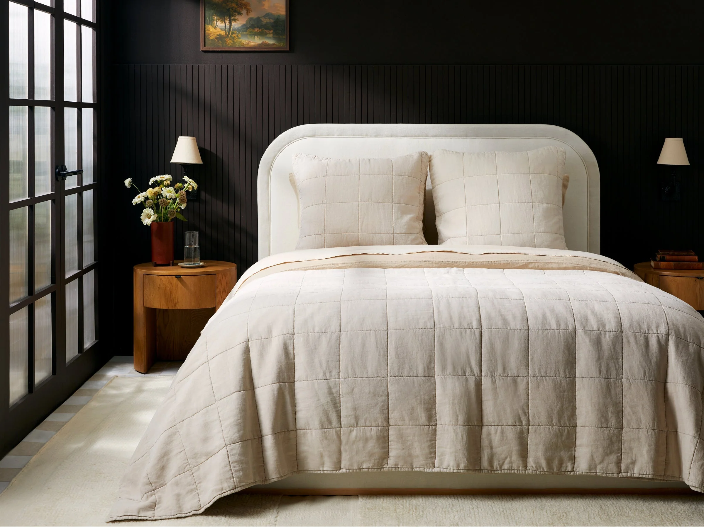 Linen Box Quilted Euro Sham (Bone) - Image 3
