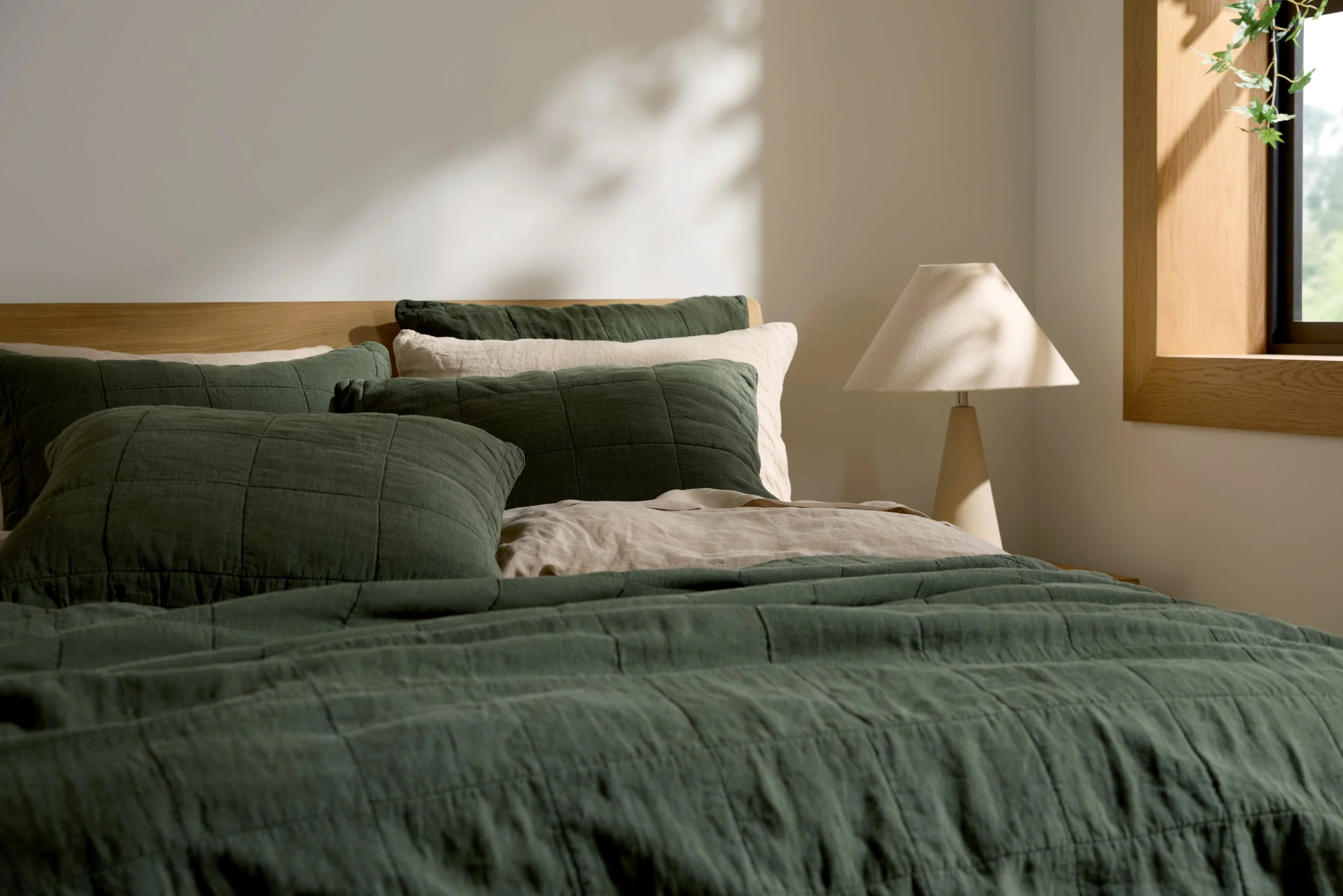 Linen Box Quilted Euro Sham (Evergreen) - Image 3