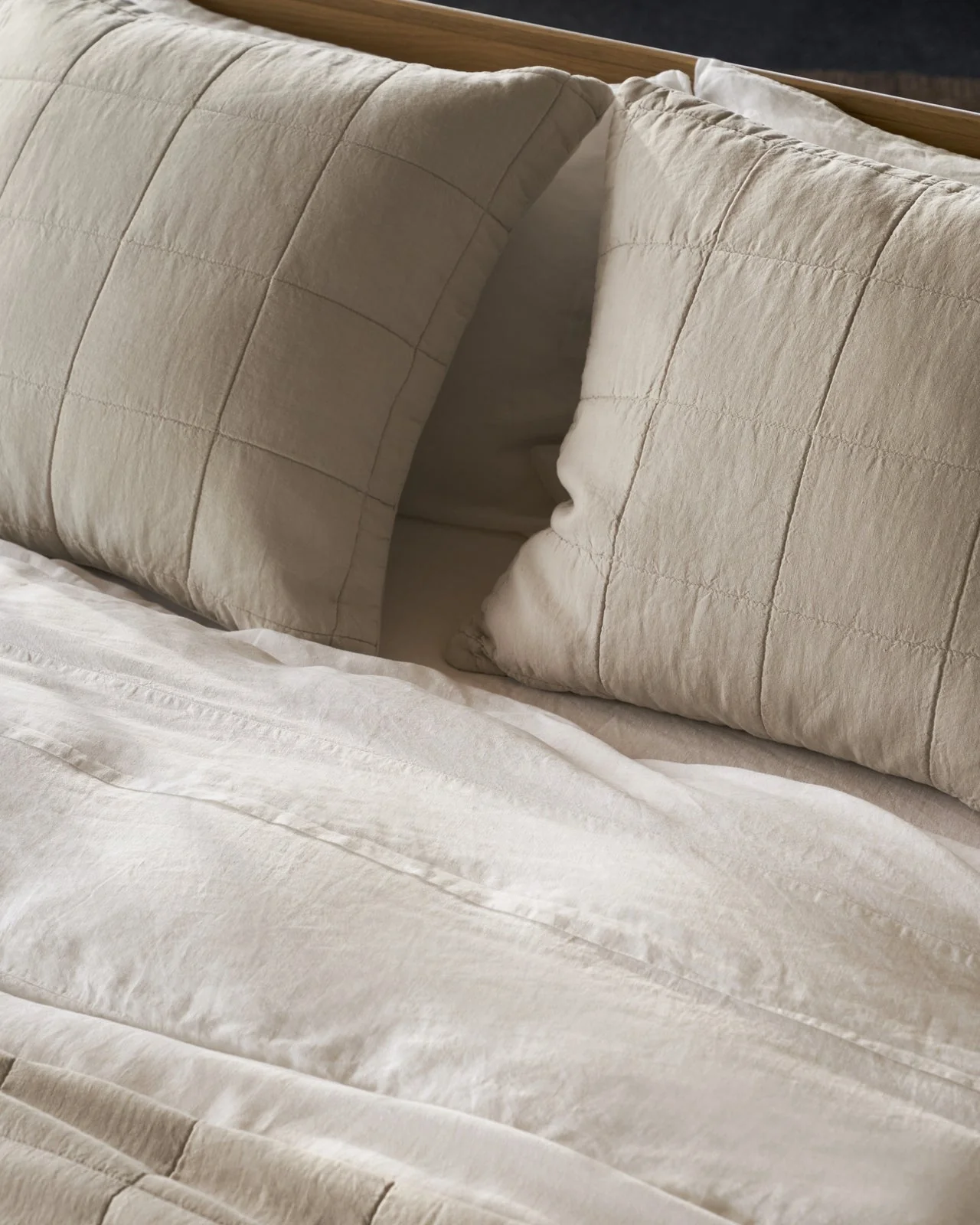 Linen Box Quilted Sham Set (Bone) - Image 3