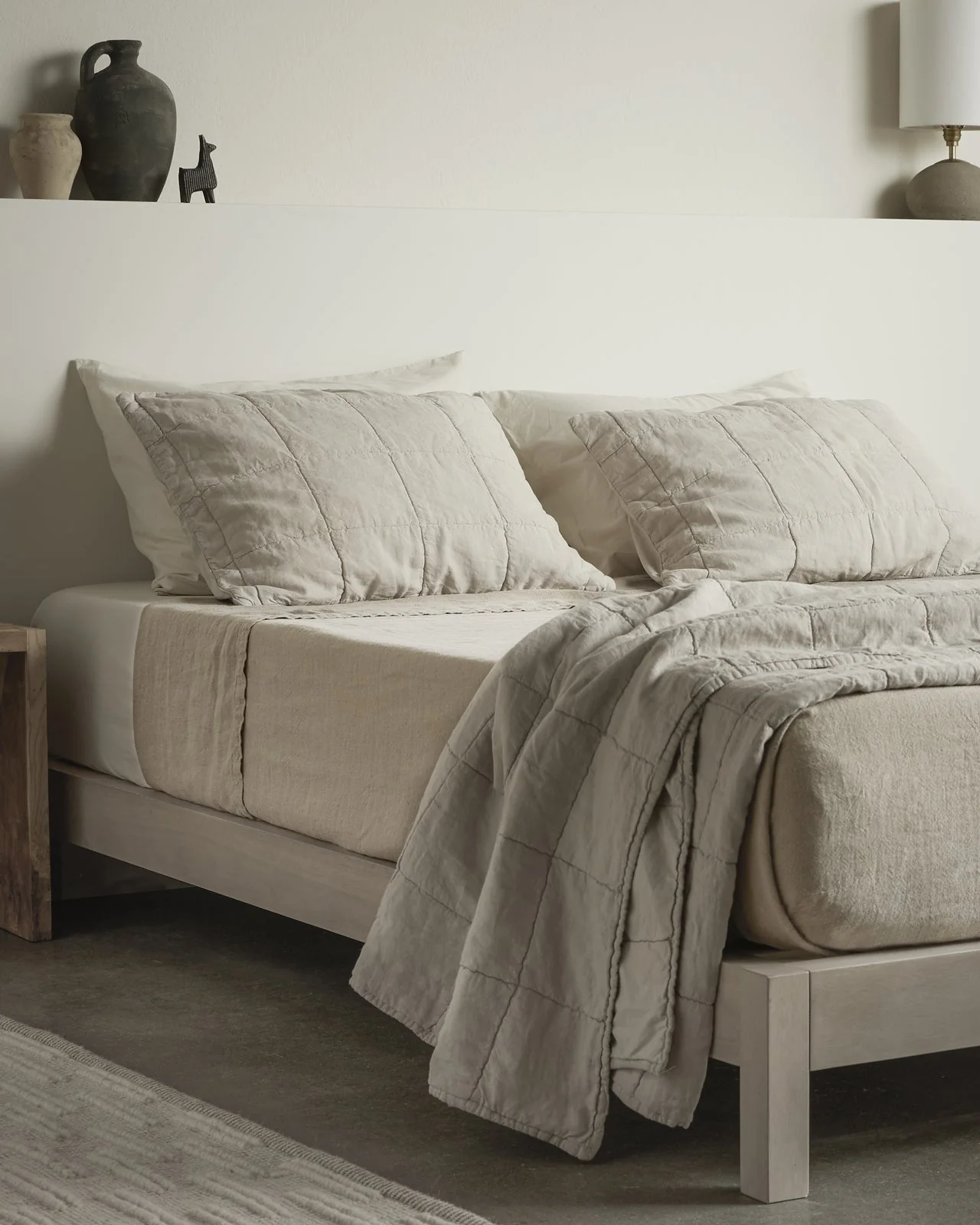 Linen Box Quilted Sham Set (Bone) - Image 4