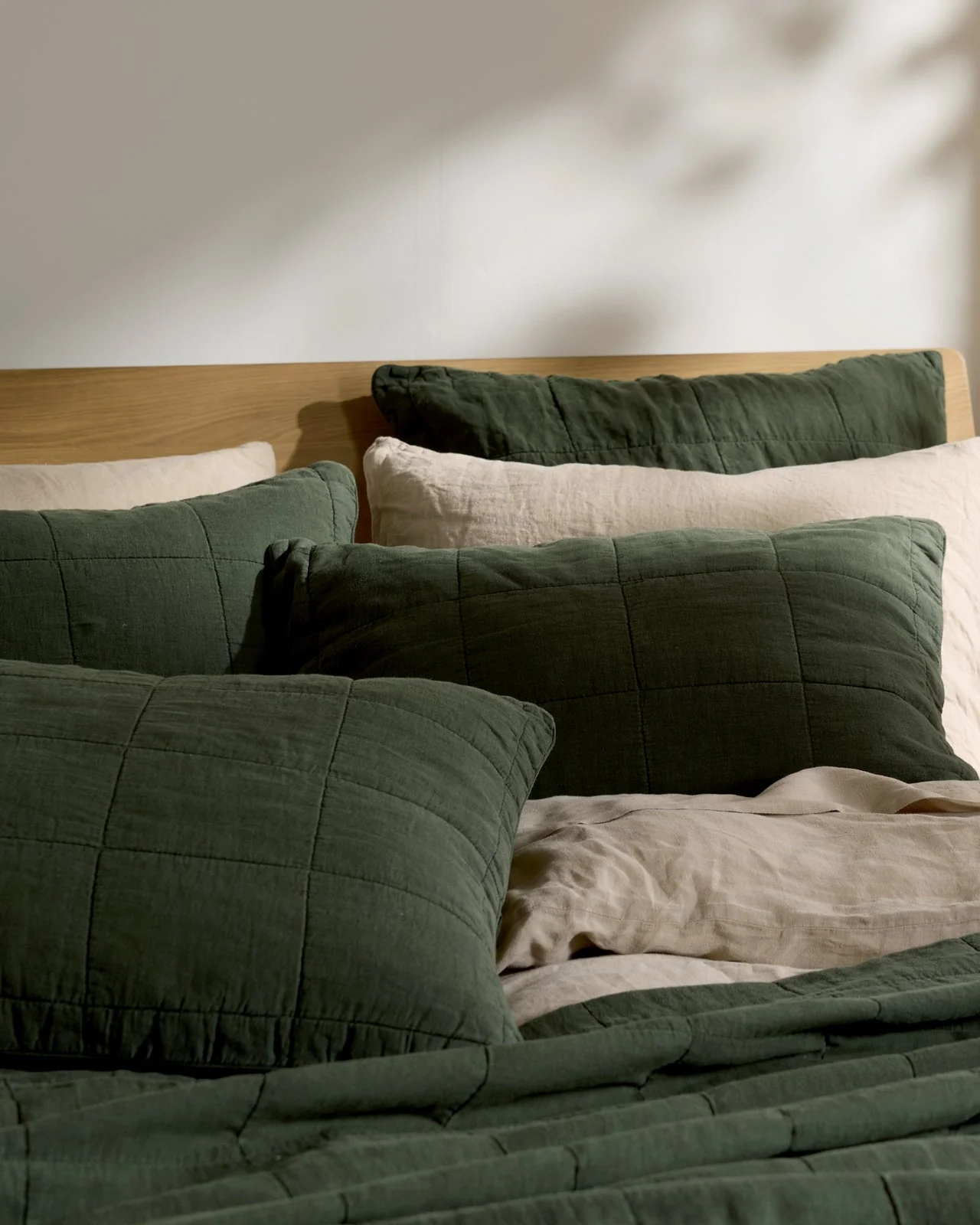 Linen Box Quilted Sham Set (Evergreen) - Image 2