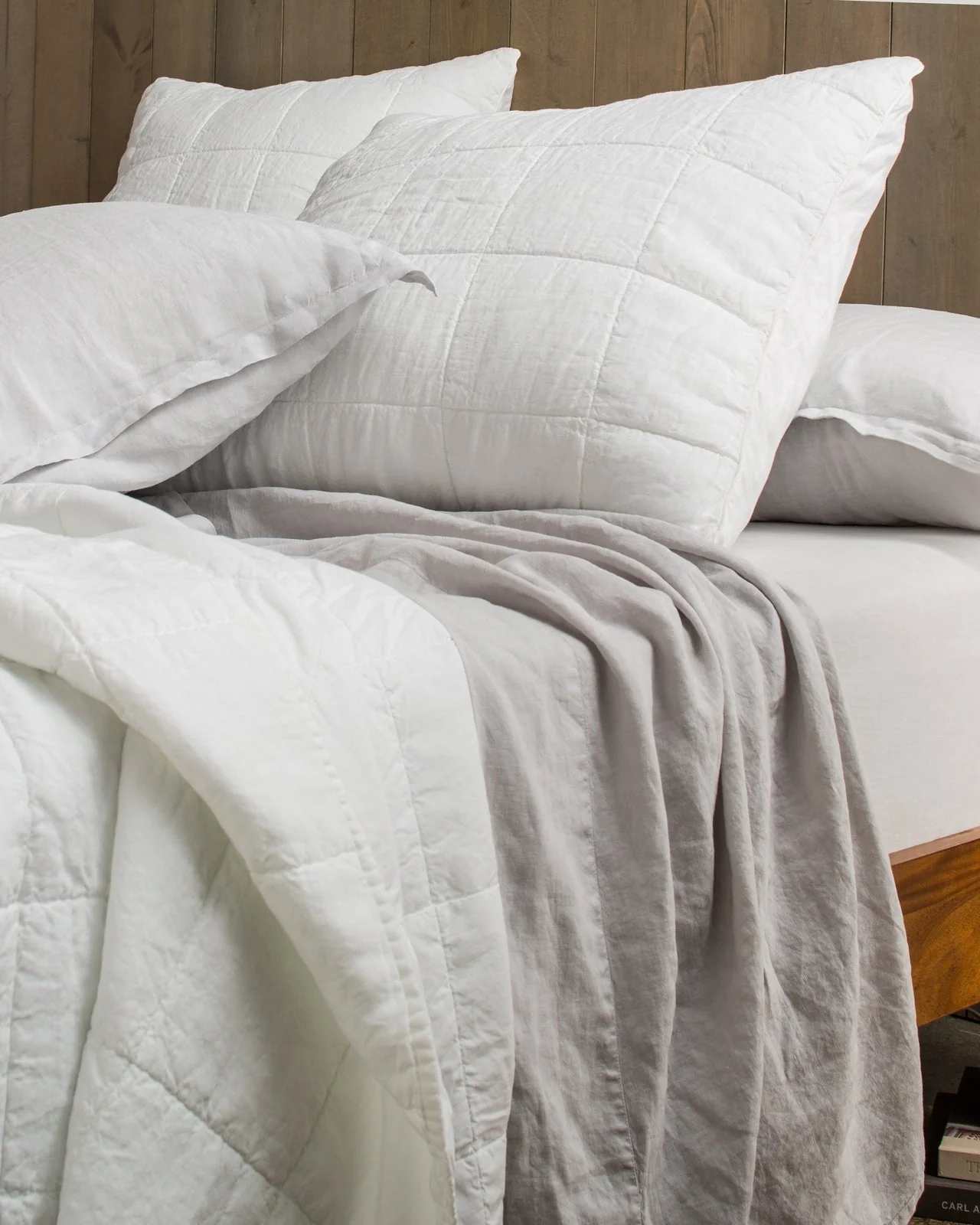 Linen Box Quilted Sham Set (White) - Image 5