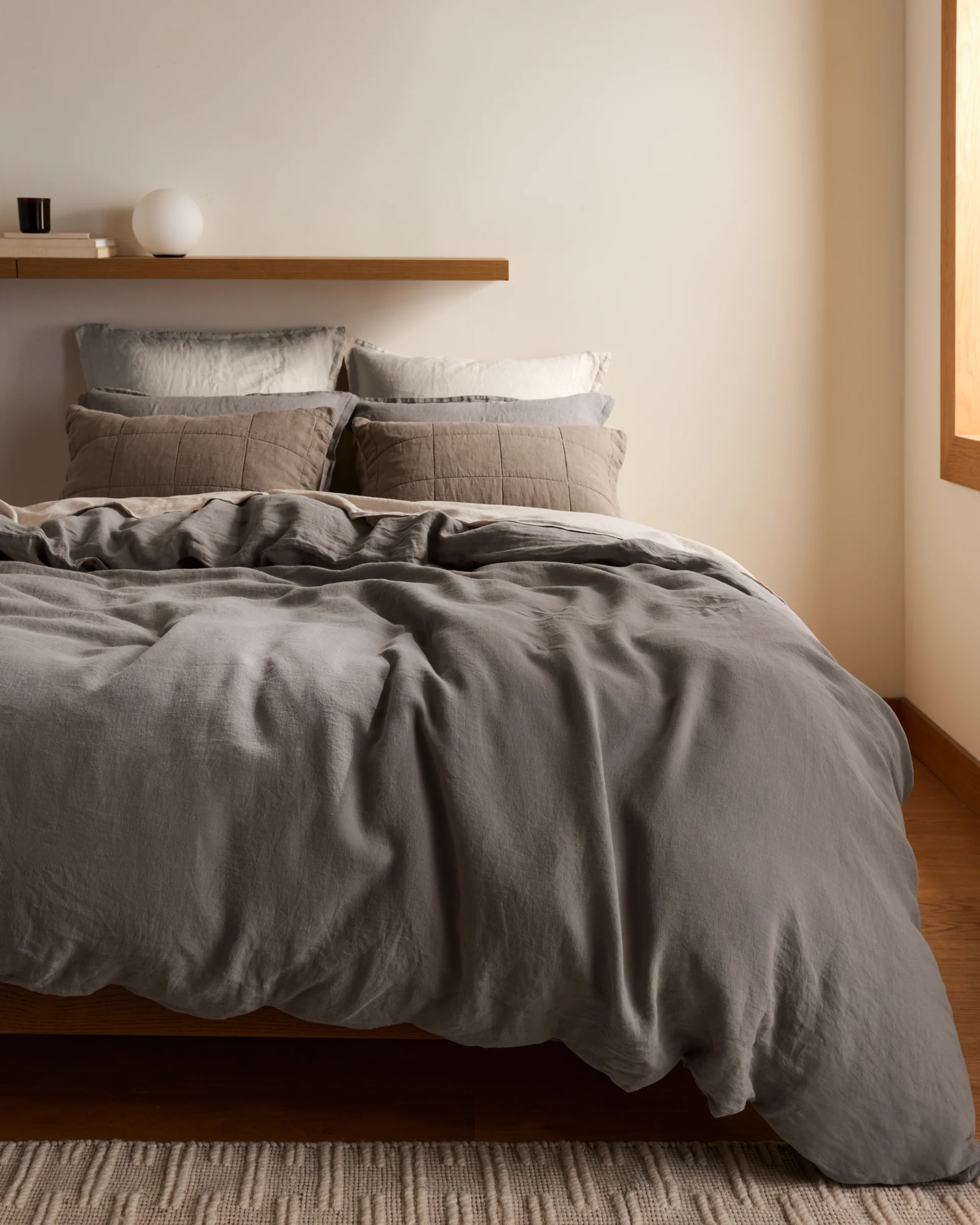 Linen Duvet Cover Set - Pebble F/Q - Image 2