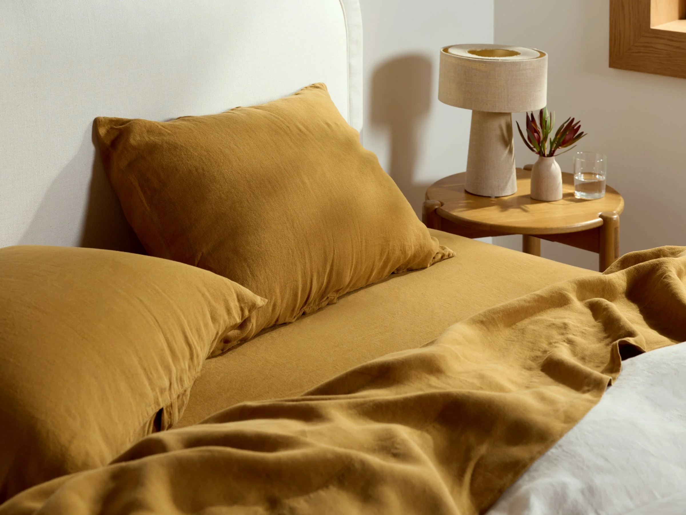 Linen Fitted Sheet - FINAL SALE (Honey) - Image 2