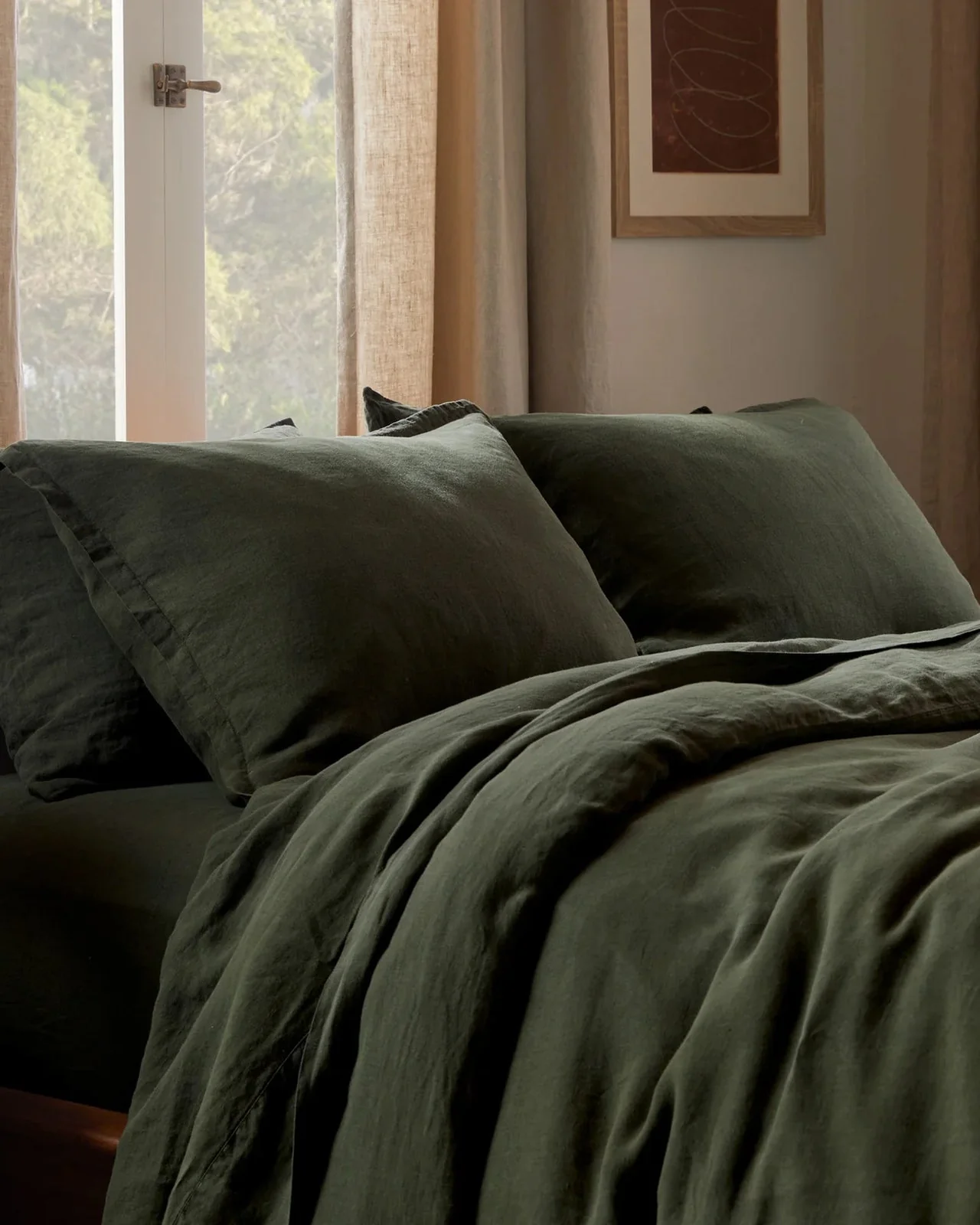 Linen Sheet Set - Evergreen K/CK - Image 2