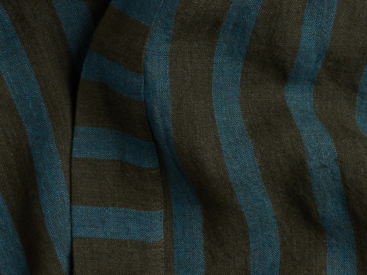 Linen Stripe Robe (Evergreen and Peacock) - Image 3