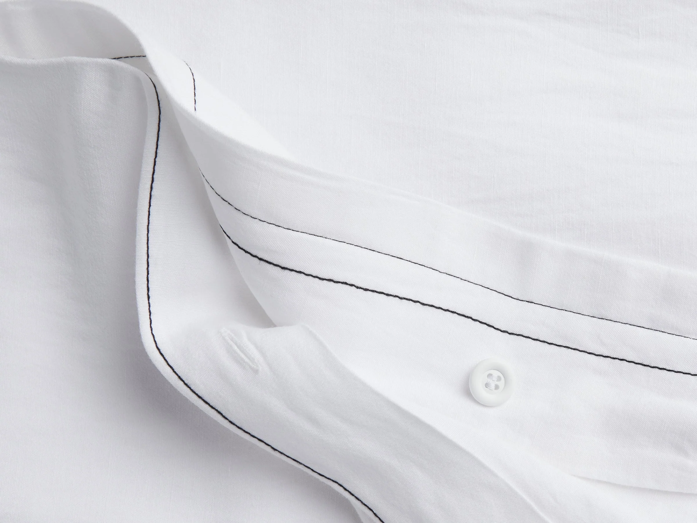 Linen Tencel Duvet Cover Set - White with Black F/Q - Image 3