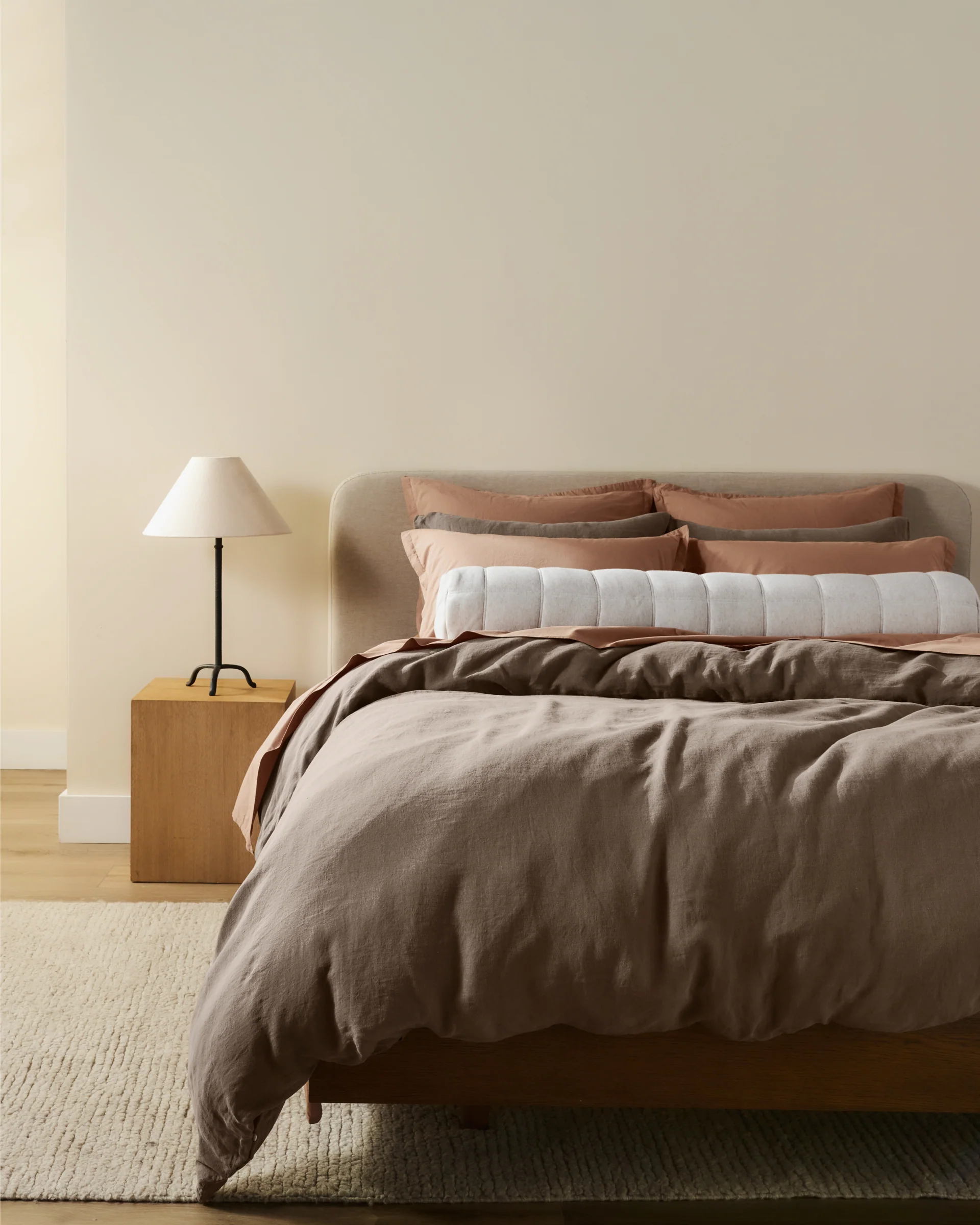 Linen Tencel Jersey Bolster Pillow Cover (Heathered Oatmeal) - Image 5