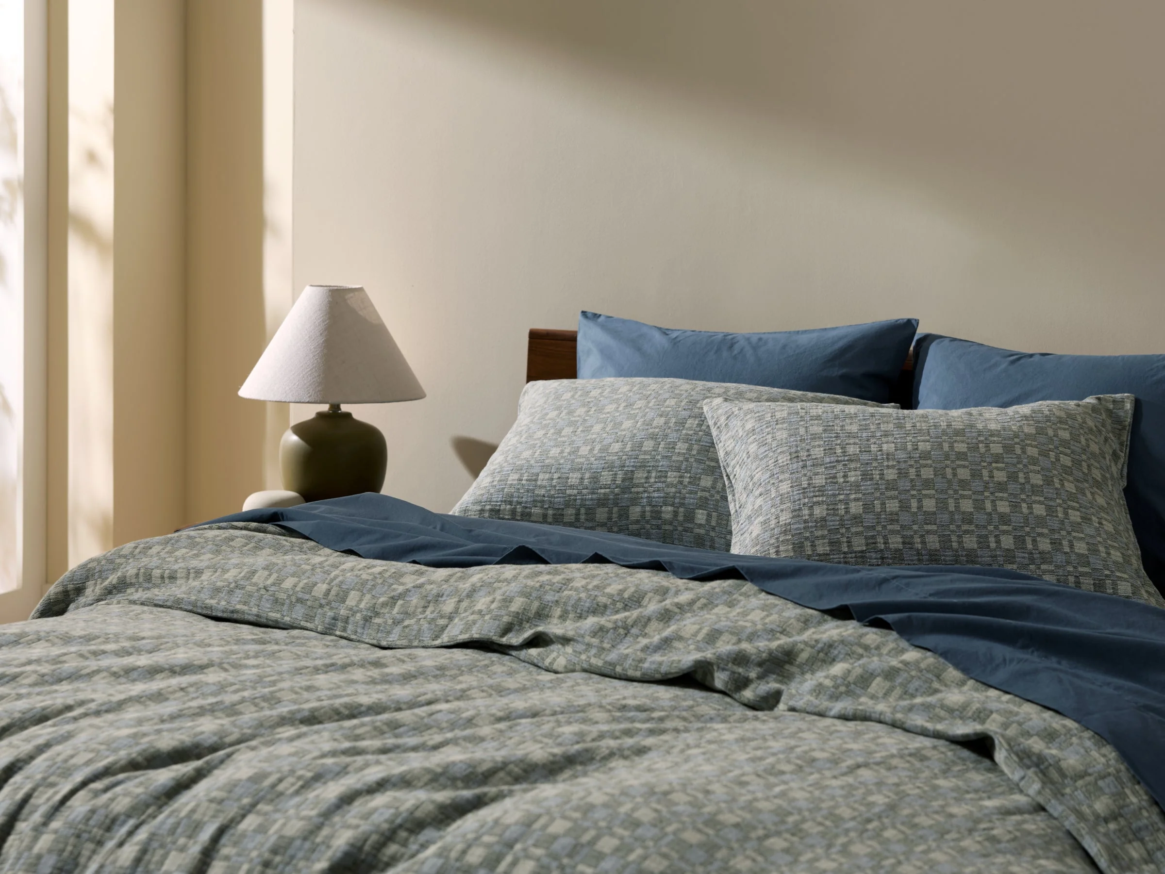 Modern Check Jacquard Sham Set (Dusk and Moss) - Image 3