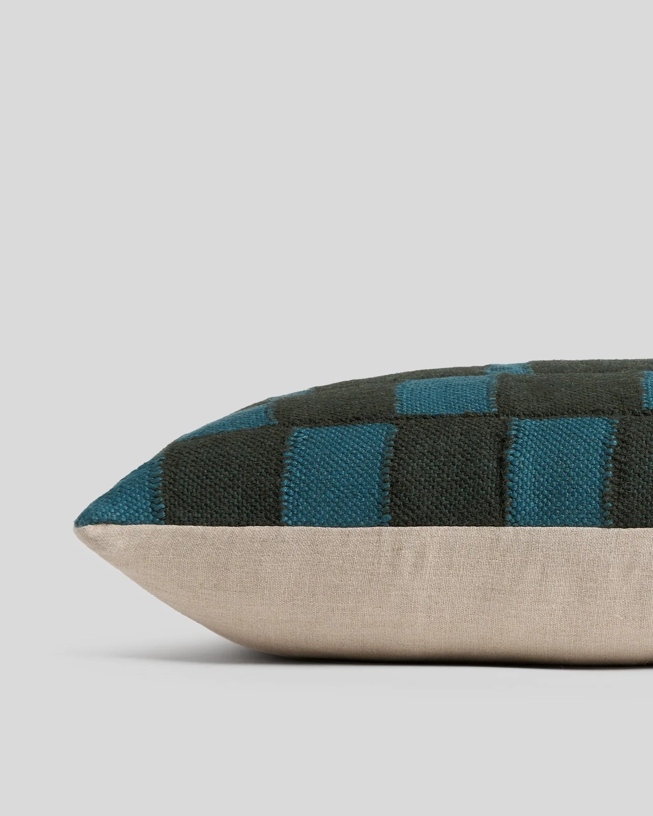 Modern Wool Lumbar Pillow Cover (Evergreen and Peacock) - Image 3