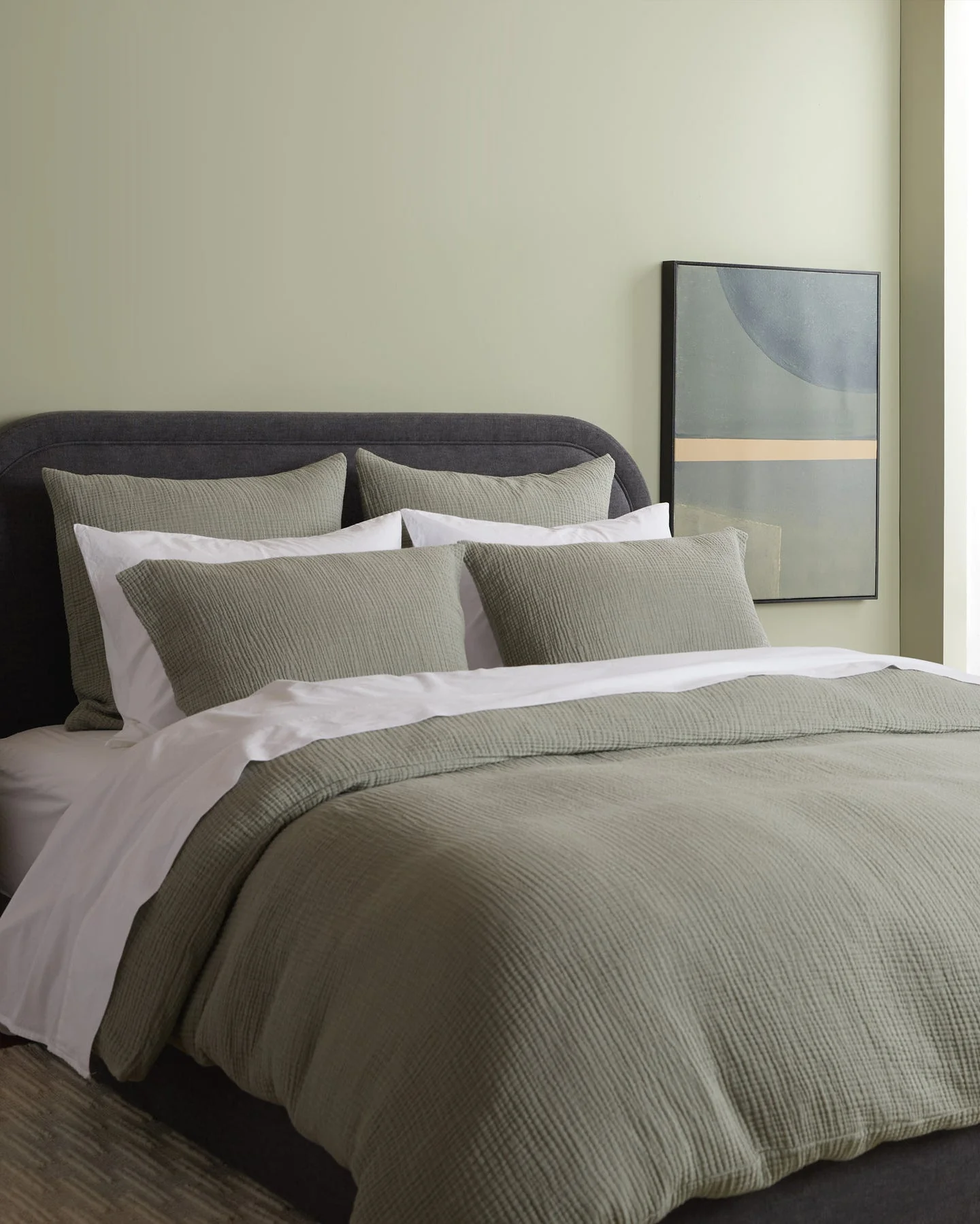 Organic Cloud Cotton Duvet Cover Set - FINAL SALE (Heathered Moss) - Image 2