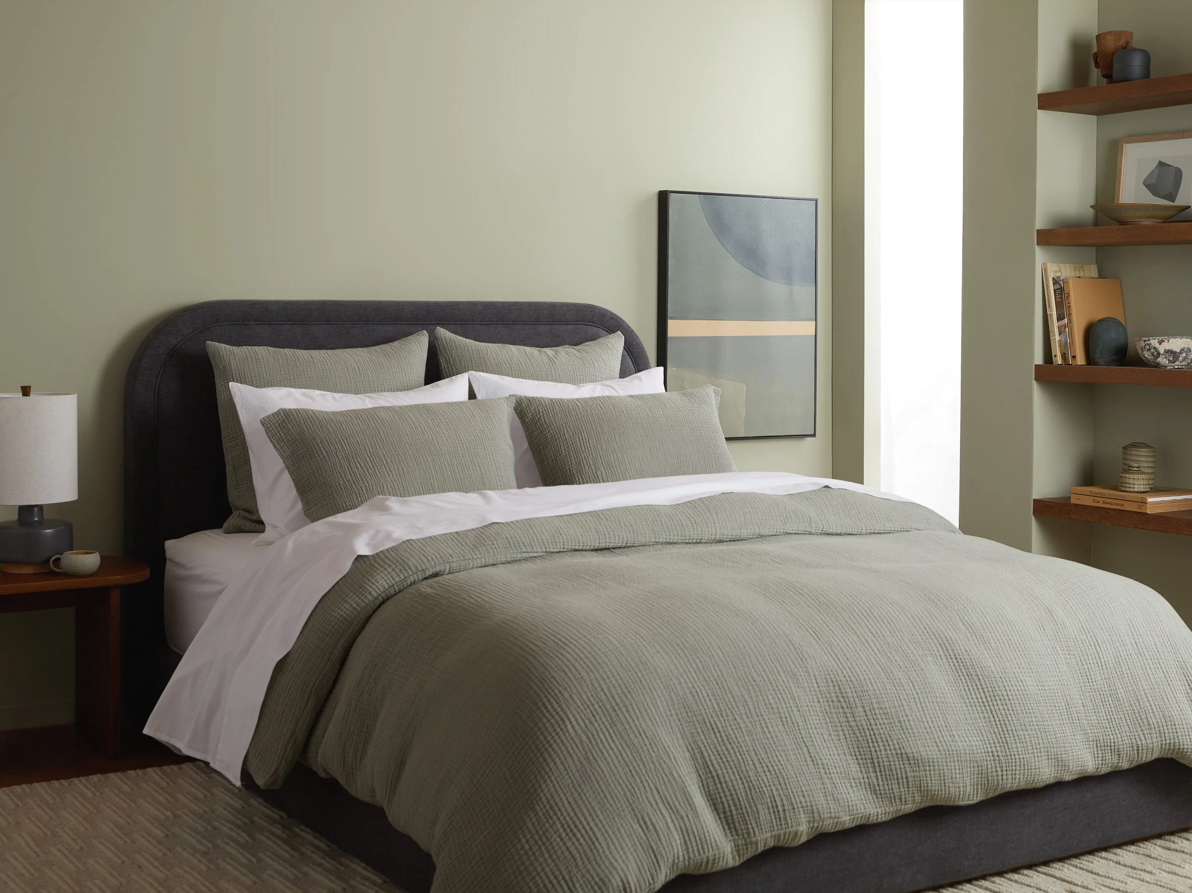 Organic Cloud Cotton Euro Sham - FINAL SALE (Heathered Moss) - Image 2