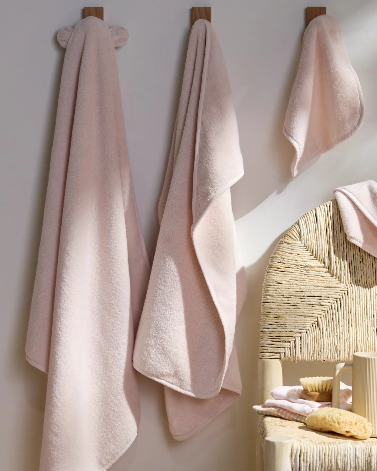 Organic Hooded Toddler Towel with Ears (Blush) - Image 4