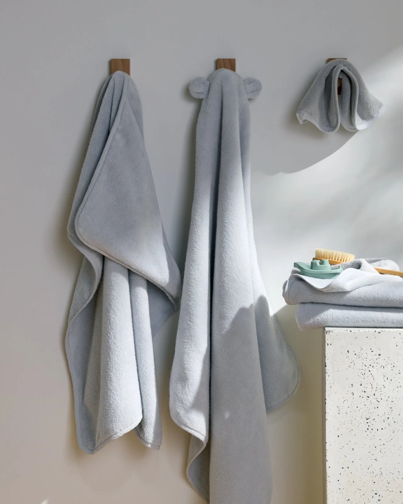Organic Hooded Toddler Towel with Ears (Sky) - Image 4