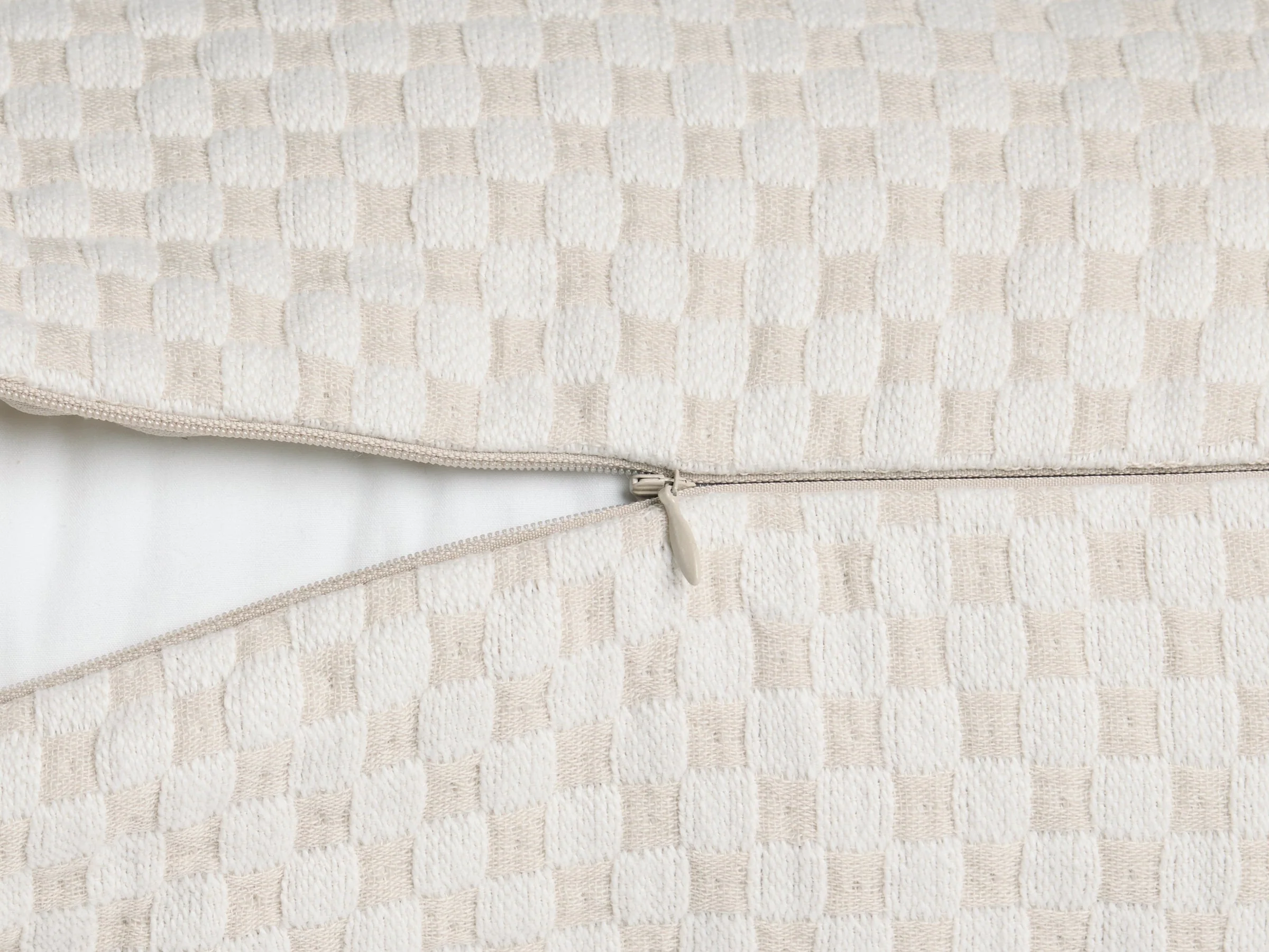 Organic Keys Jacquard Bolster Pillow Cover (Bone and Cream) - Image 3