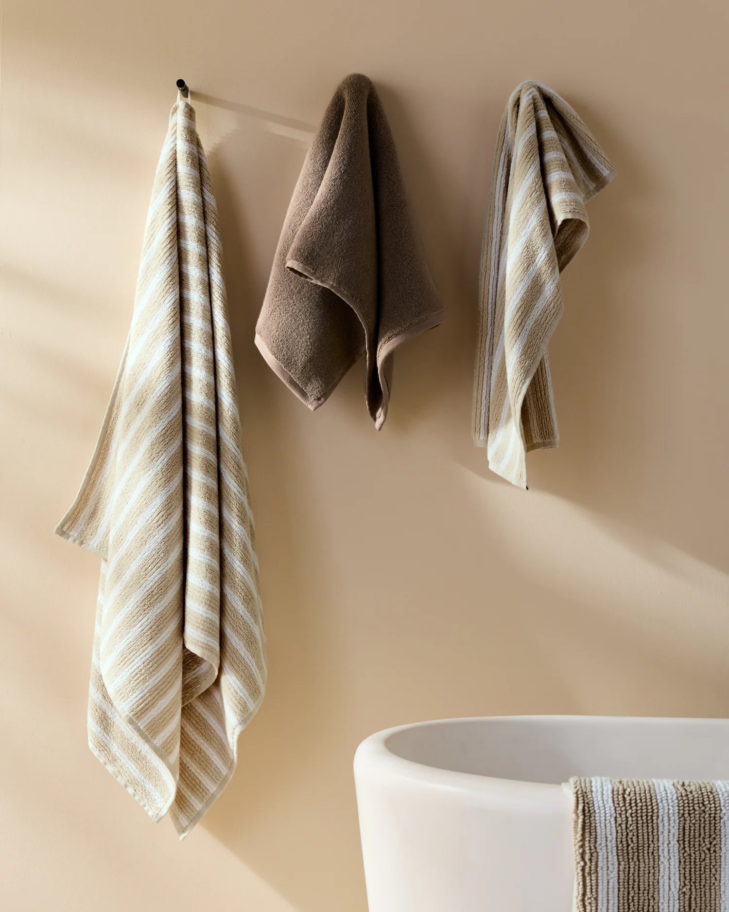 Organic Resort Stripe Towels (Bone with White) - Image 4