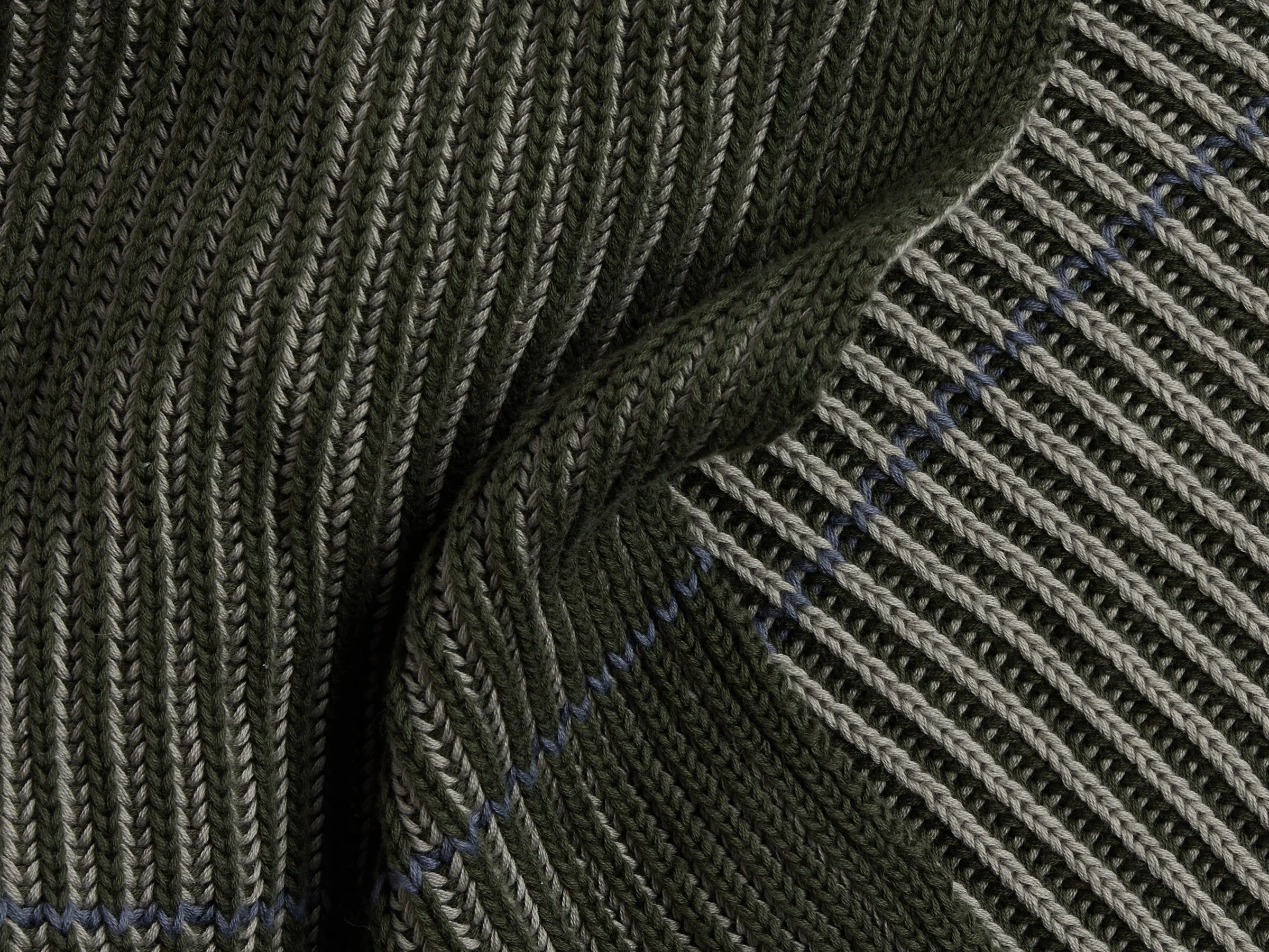 Organic Two Tone Rib Knit Throw (Moss and Evergreen) - Image 3