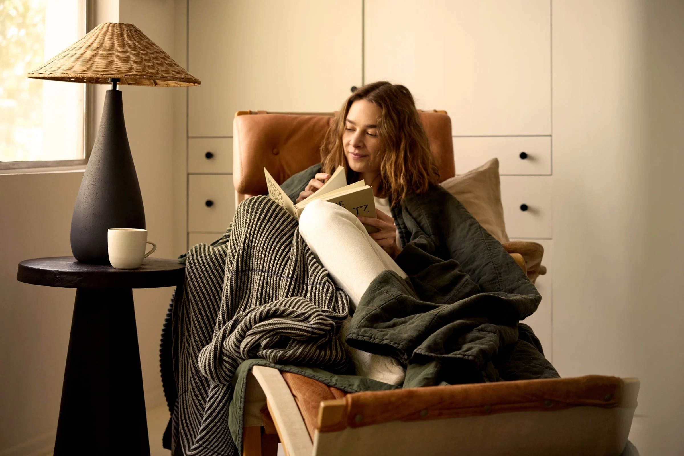 Organic Two Tone Rib Knit Throw (Moss and Evergreen) - Image 5