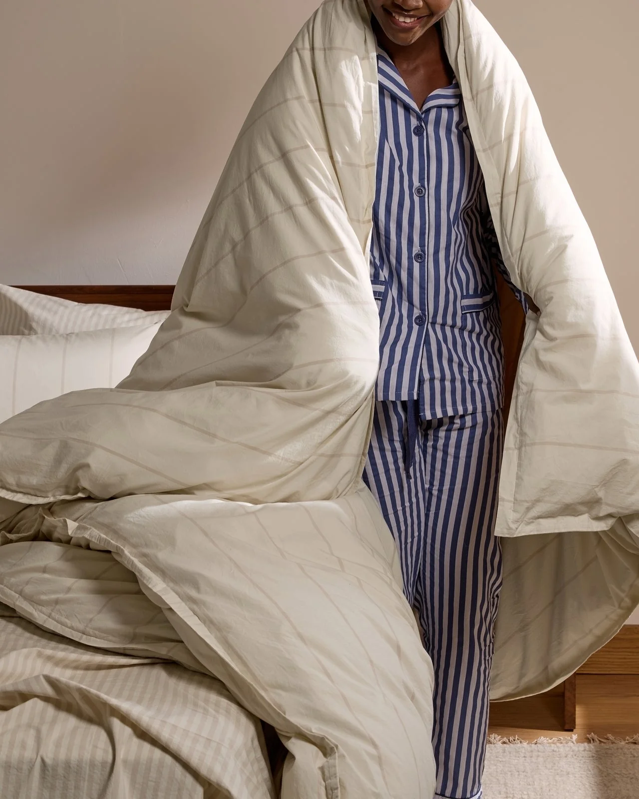 Percale Duvet Cover (Bone Stripe) - Image 4