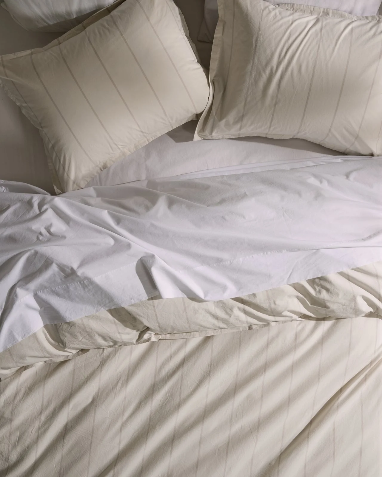 Percale Duvet Cover Set - Bone Stripe TW/XL - Image 2