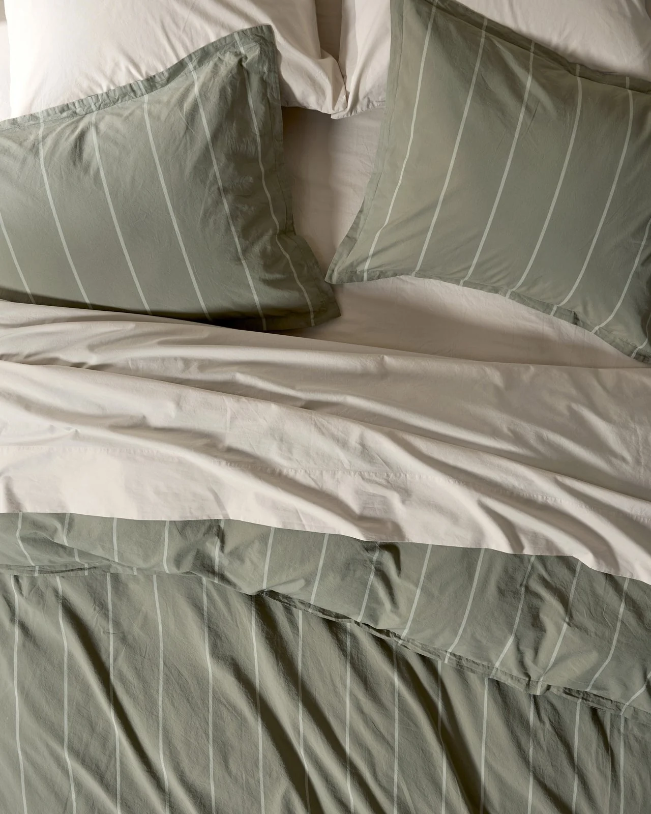 Percale Duvet Cover Set - Moss Stripe K/CK - Image 2