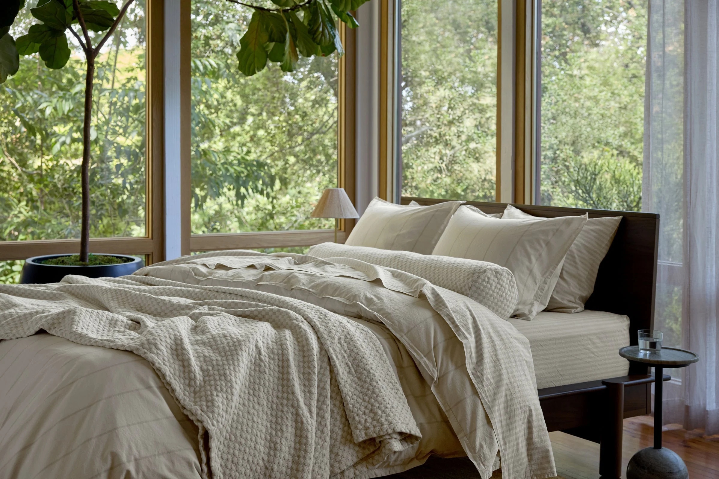 Percale Sheet Set - Bone Stripe TW/XL - Image 4