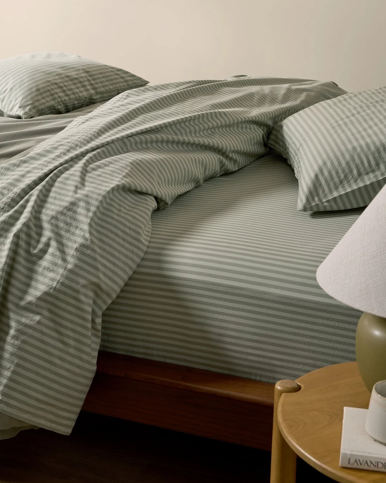 Percale Sheet Set - Moss Stripe F/Q - Image 2
