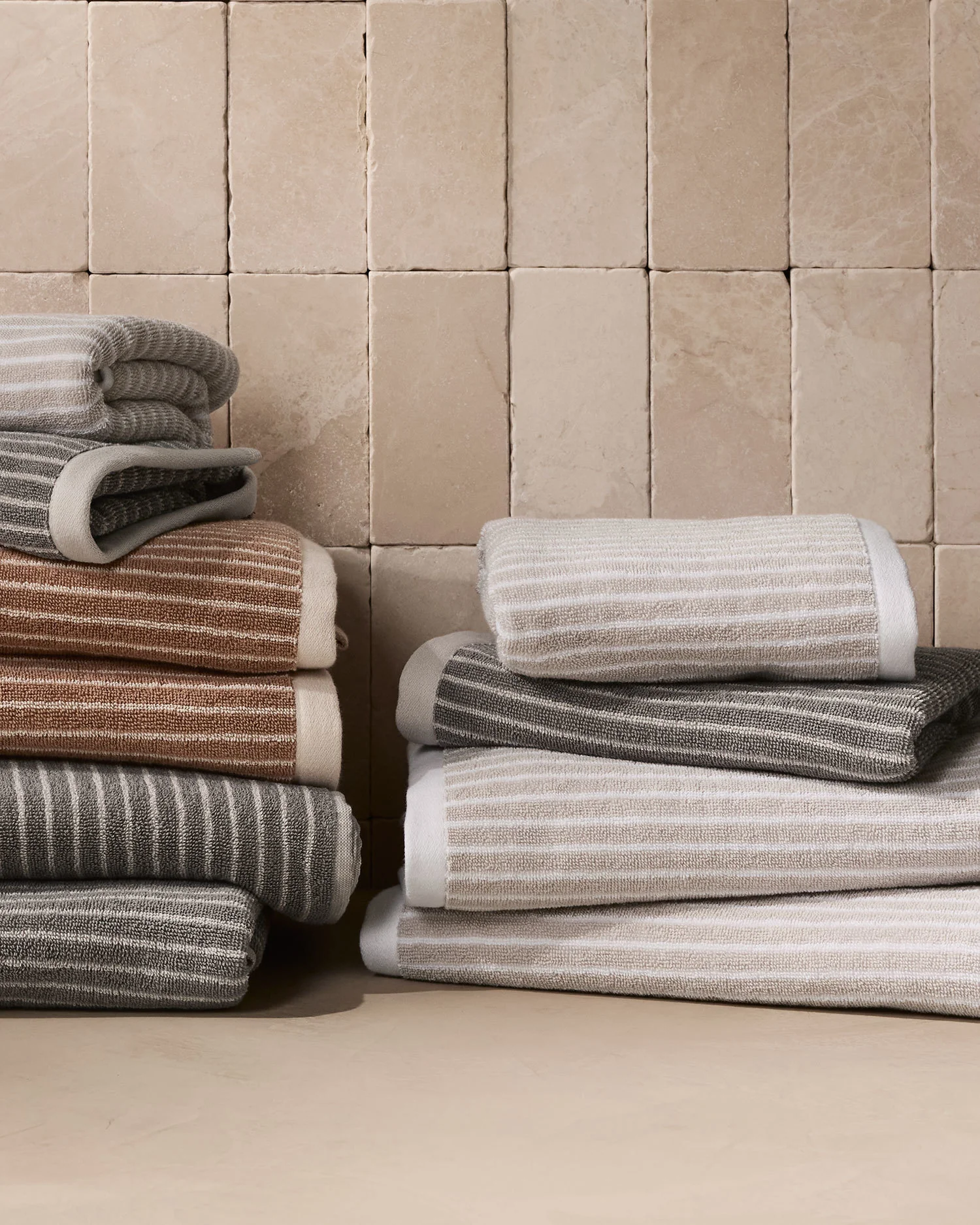 Pinstripe Towels (Bone and White) - Image 4