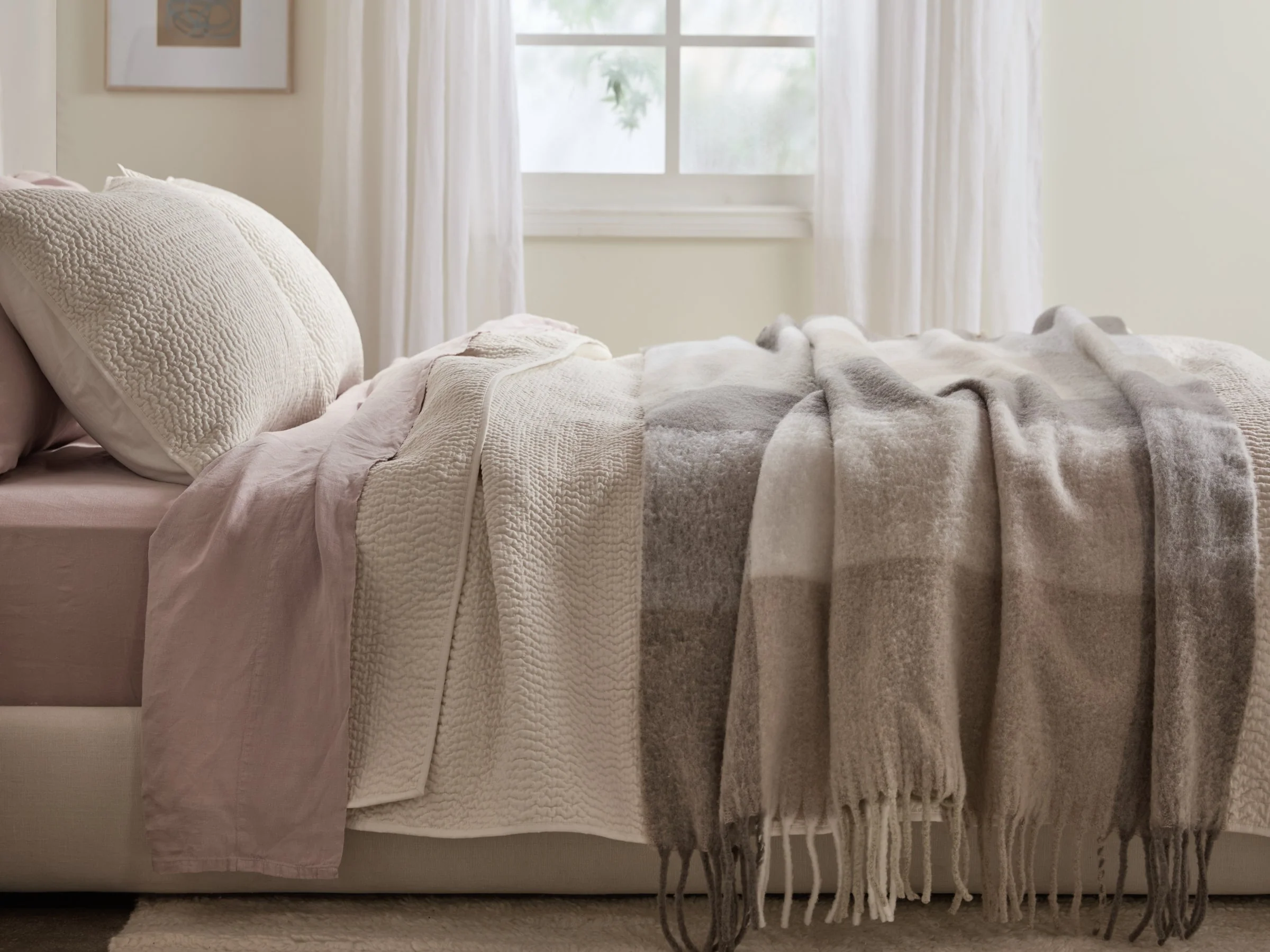 Plaid Wool Alpaca Throw (Natural Plaid) - Image 2