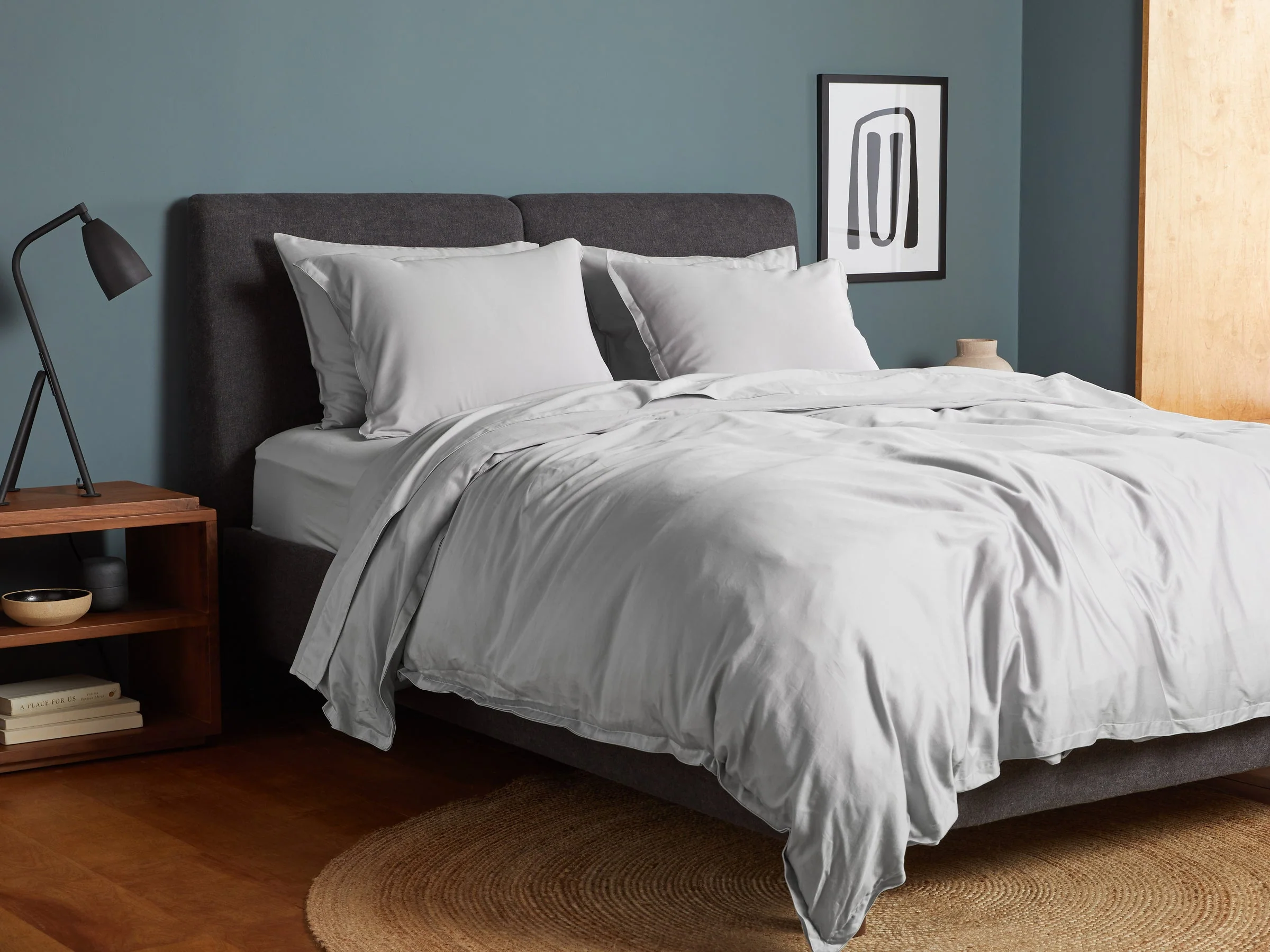 Sateen Fitted Sheet (Light Grey) - Image 2