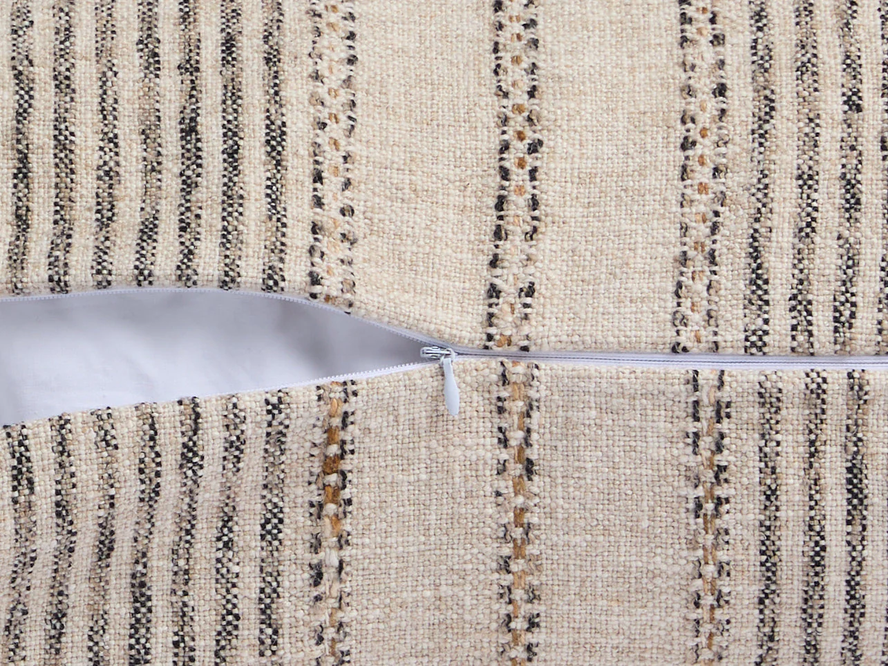 Taos Stripe Body Pillow Cover - FINAL SALE (Natural with Soft Black) - Image 2