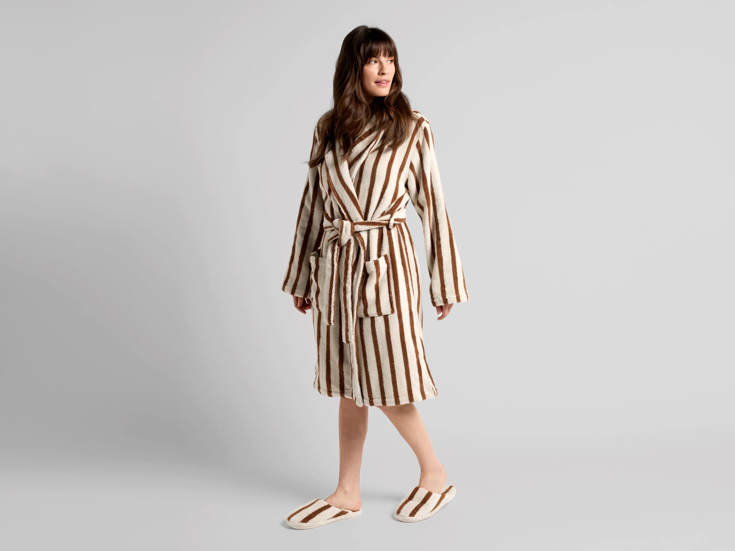 Terry Stripe Robe (Bone and Tobacco) - Image 5