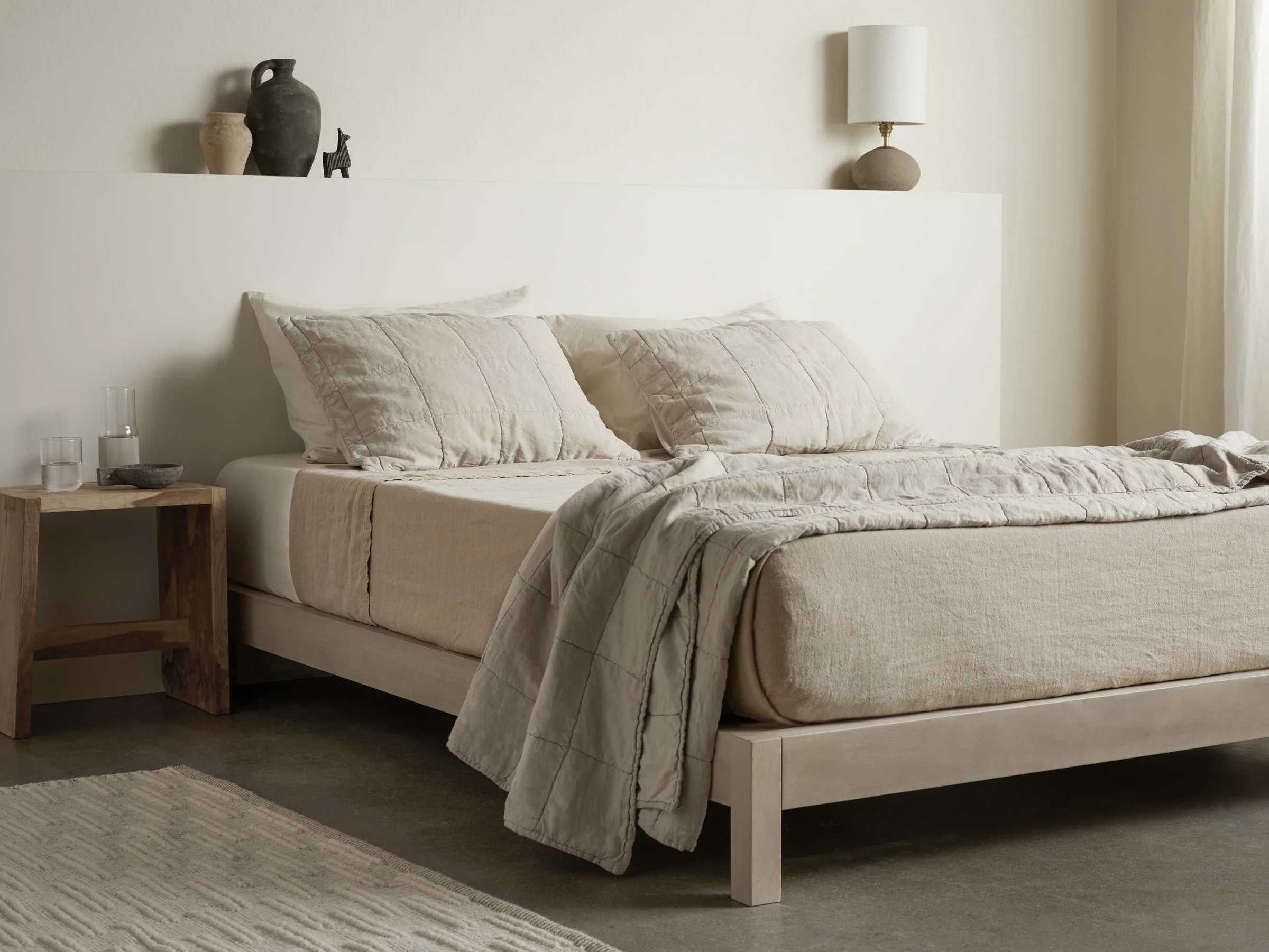 Vintage Linen Bed Blanket (Natural) - Image 2