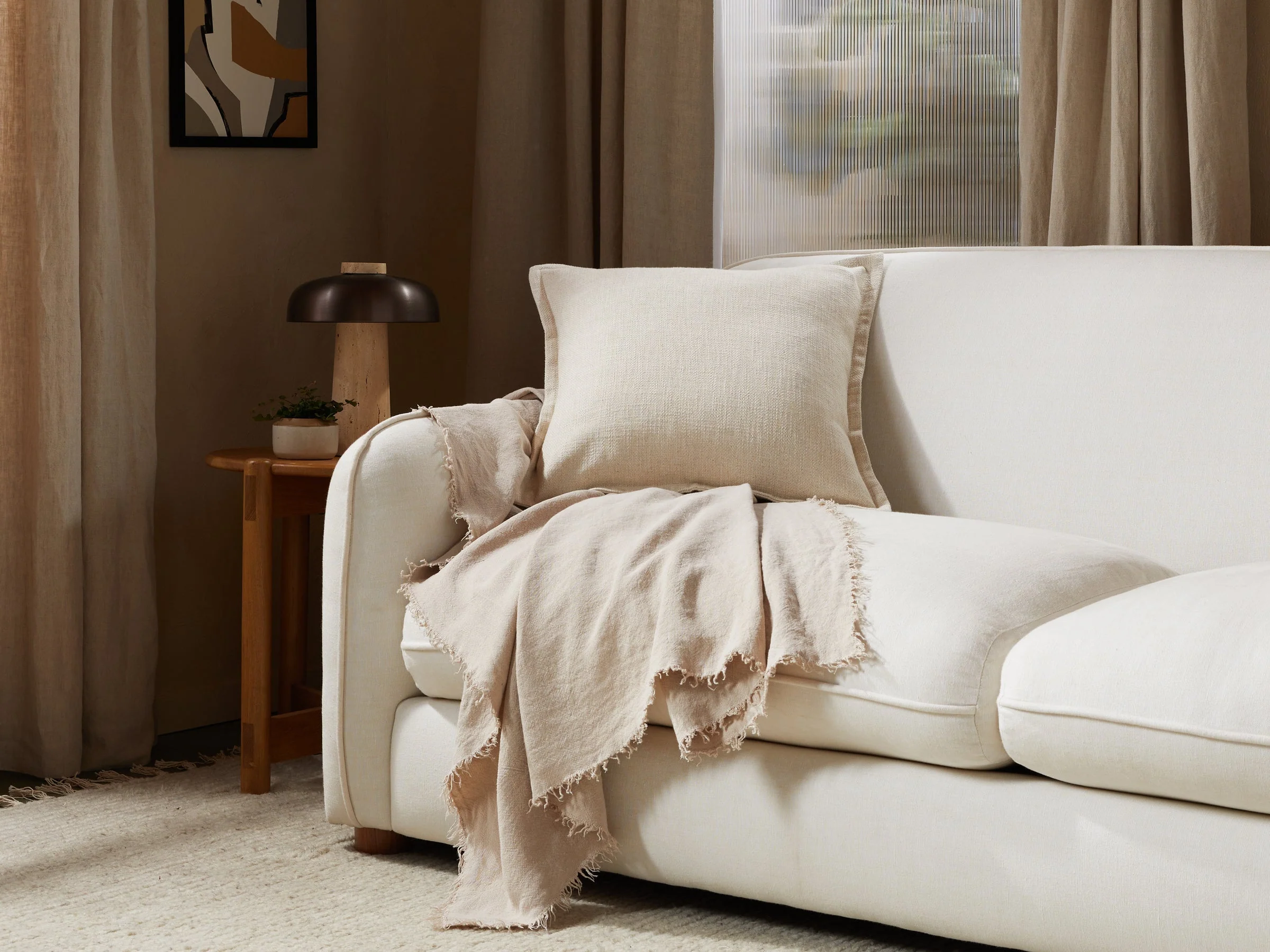 Vintage Linen Throw (Natural) - Image 2